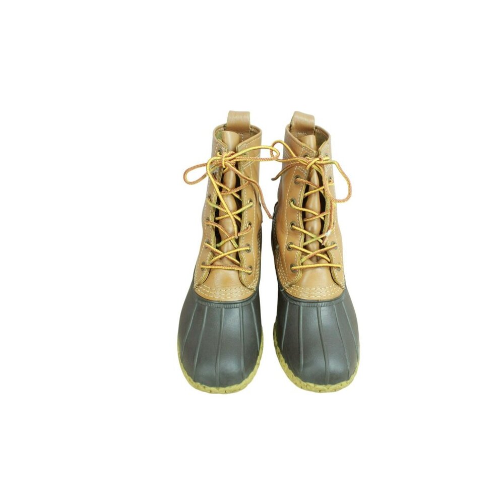 LL Bean Brown Leather Lace Up Round Toe 8" Unlined Ankle Duck Boots Size 7 M - Picture 5 of 10